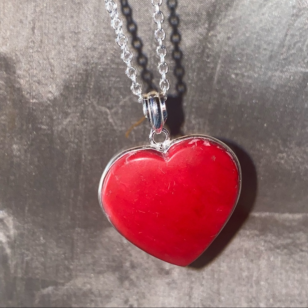 SALE * Italian Coral Heart Valentine handcrafted pendant